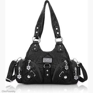 Small Vegan Leather Hobo Tote Bag with Multi-Pocket Design Adjustable Strap